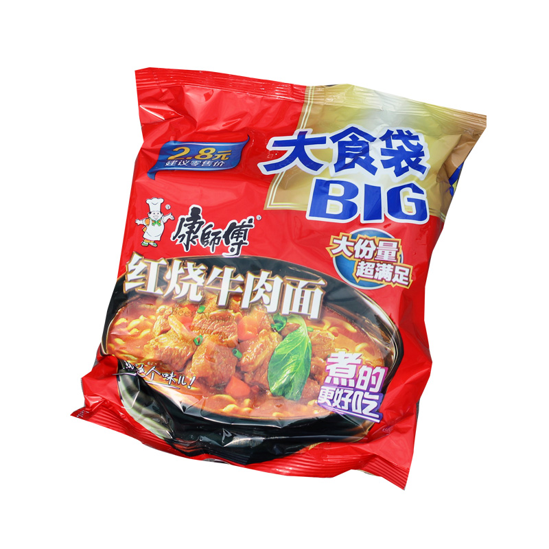康师傅大食袋方便面红烧牛肉香辣小鸡炖蘑菇速食泡面整箱袋装酸辣